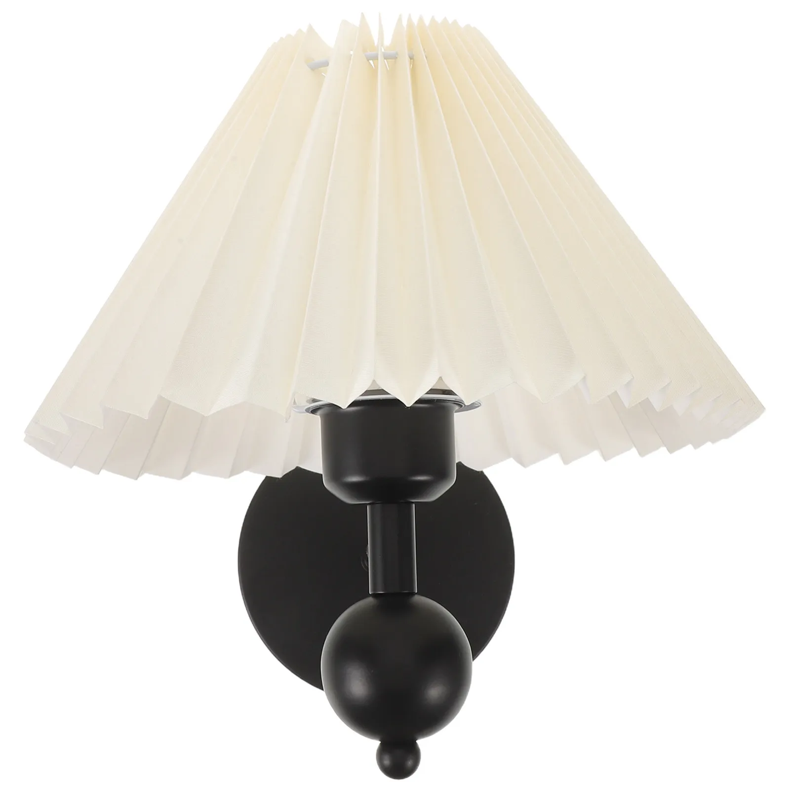 Vintage Wall Sconce E27 Wall Light Fixtures Pleated Fabric Shade Retro Vanity Lamp for Bedroom Living Room Hallway Reading Light