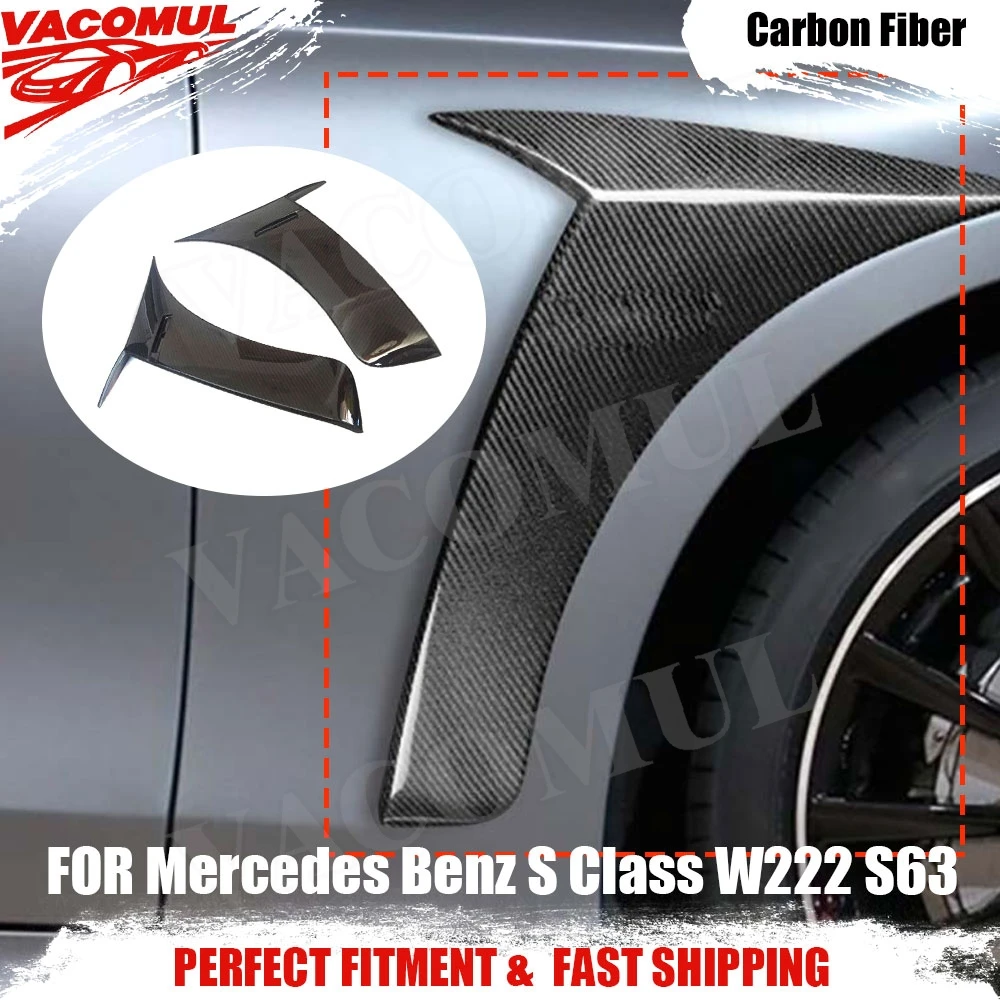 

VACOMUL Dry Carbon Fiber Front Side Fender Fins Canards Splitters Trims For Mercedes Benz S Class W222 S63 S65 For AMG 2018 2019