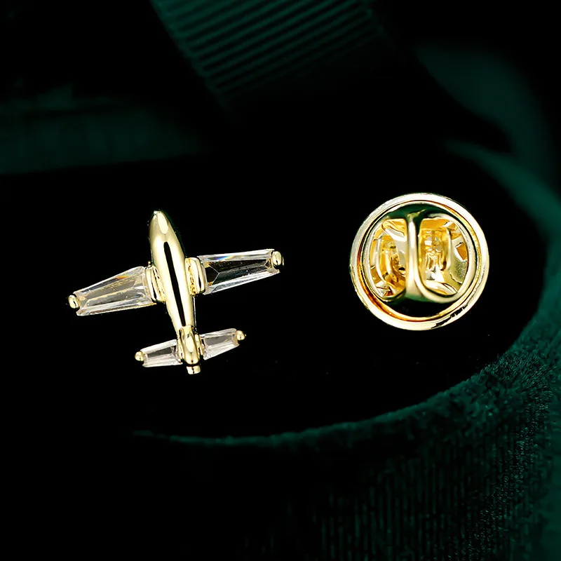 

Elegant Crystal Airplane Tie Pin Rhinestone & Pearl Embellished Luxury Cardigan Lapel Badge, Unisex Fashion Jewelry Accessories