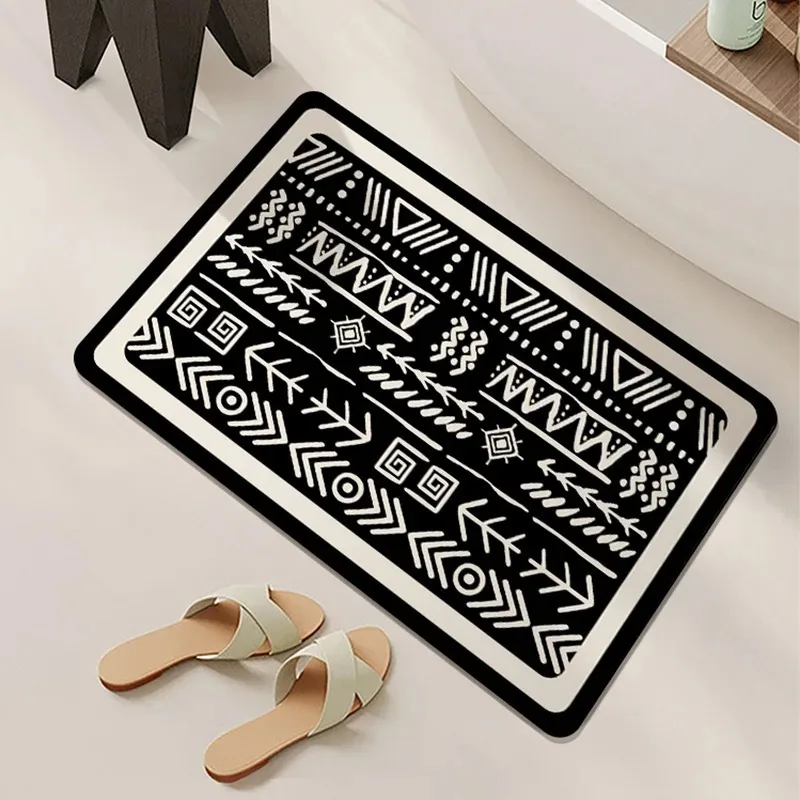 Black and White Simple Pattern Door Front Mat Decoration Home Bathroom Mat