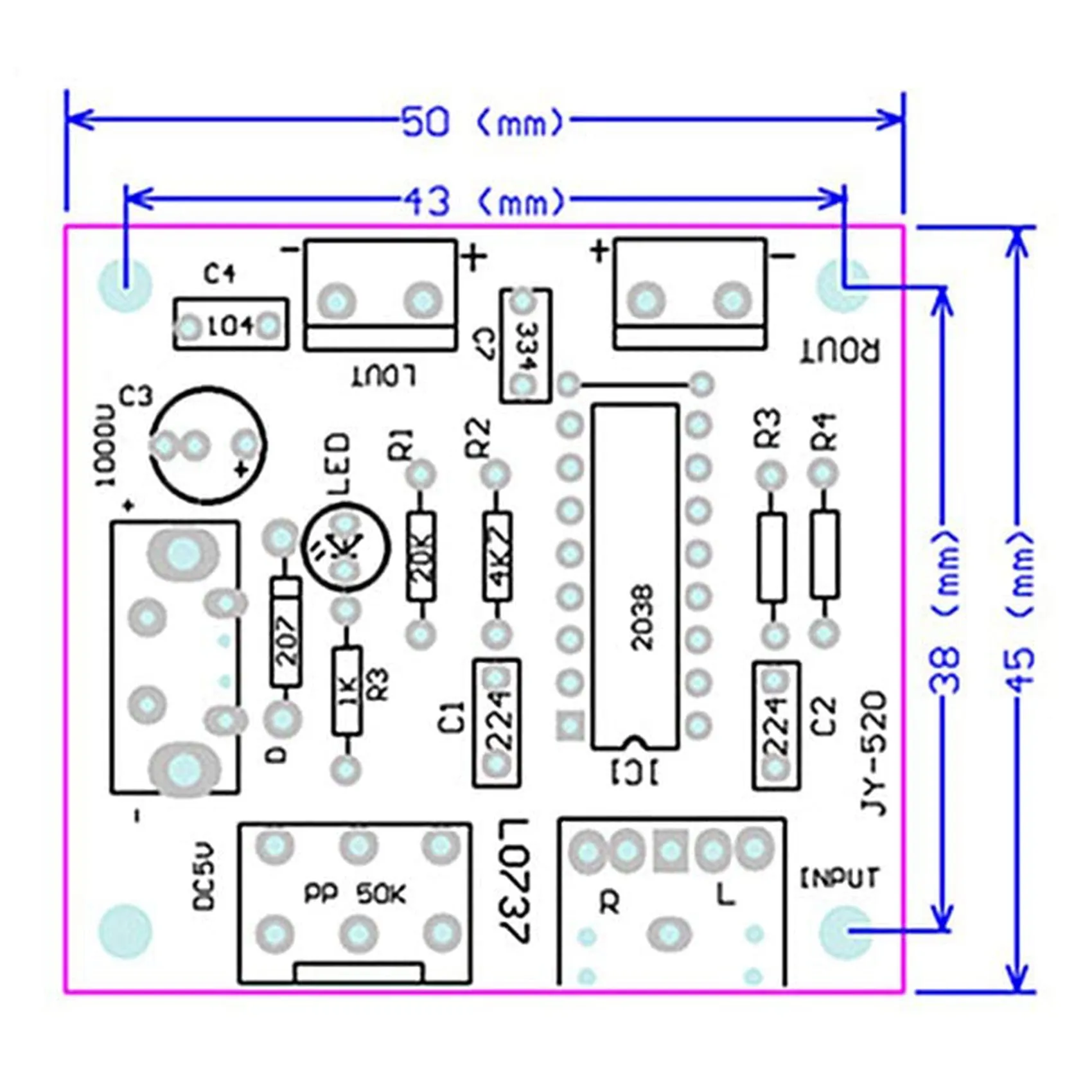 B49CMini Power Amplifier Board 5W+5W HiFi Two-Channel PM CM2038 5V USB Supply Power Audio Amplifier