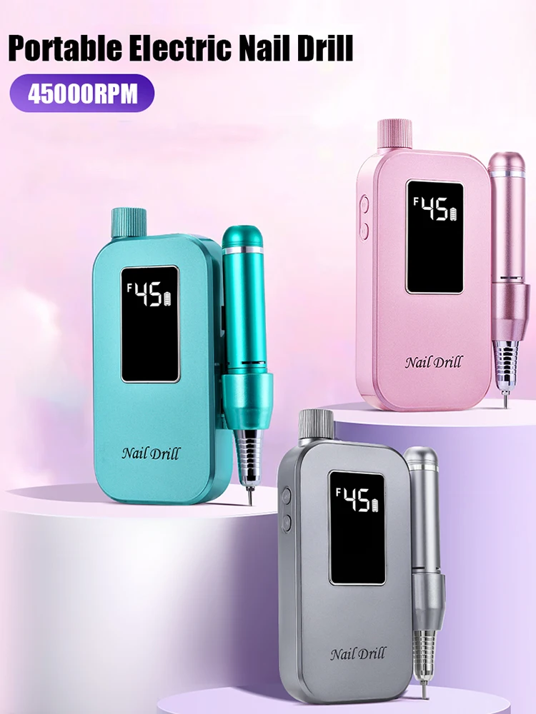 45000rpm máquina de broca do prego recarregável arquivo de unhas acessórios gel unha polonês lixadeira ferramenta profissional manicure conjunto para w