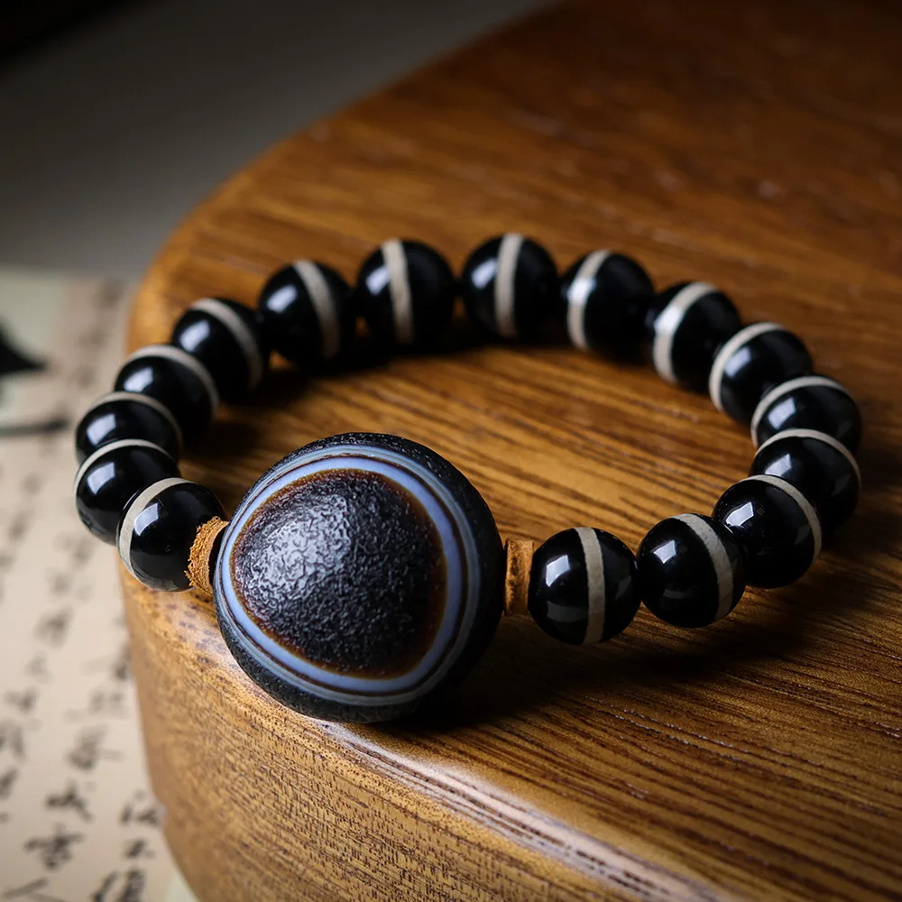 Original Handmade Chinese-Style Bracelet Featuring First-Line Sky Beads Paired with Board Eye Sky BeadsJewelry for Men and Women