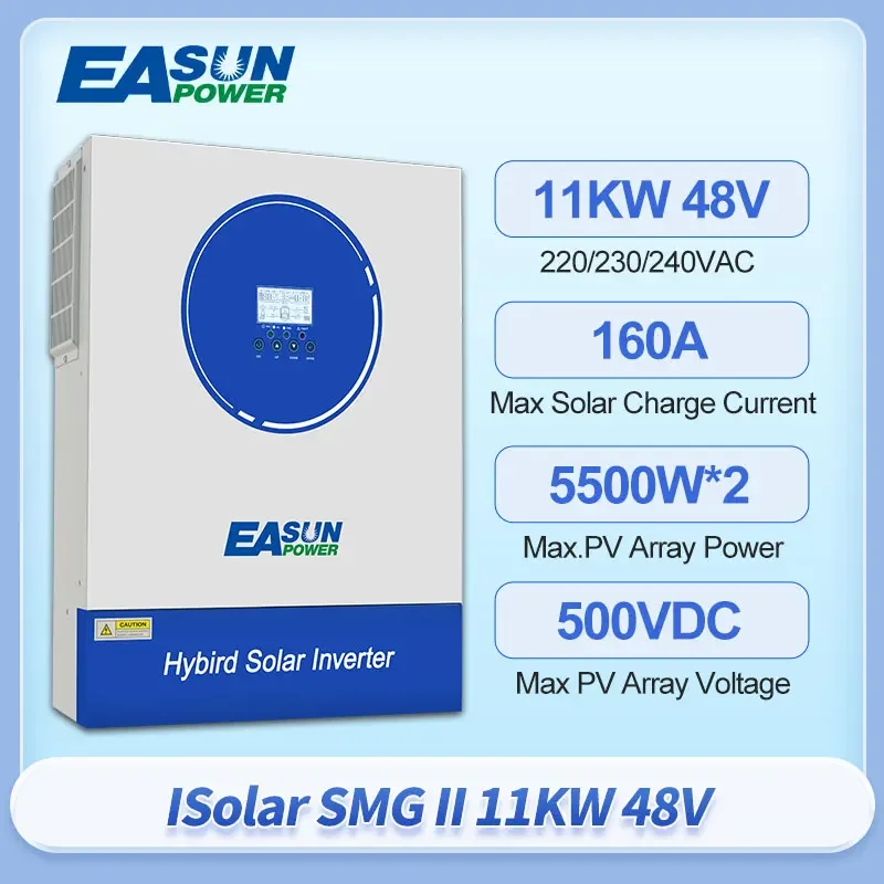 

EASUN POWER гибридный солнечный инвертор 11 кВт 220 В переменного тока MPPT инвертор чистая синусоида 48 В постоянного тока батарея солнечный инвертор 160A солнечный контроллер