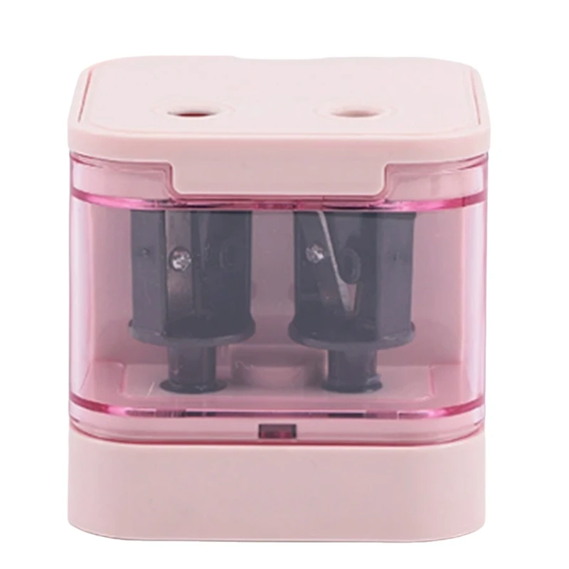 Automatic Pencil Sharpener, Battery Style, Safe Cover Two-Hole Electric Sharpening Tools For Kids School Supplies
