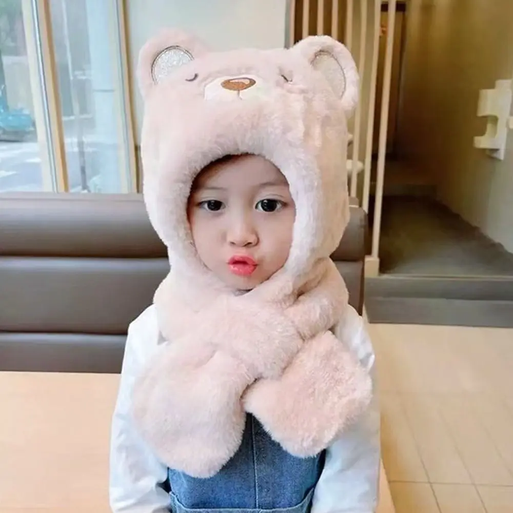 

Cute Winter Hat Warm Windproof Beanie Hat Scarf Casual Soft Ear Protection Cap Children