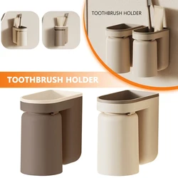 Toothbrush Rack Punch-free Wall-mounted Mouthwash Cup Toothbrush Cup Couple Mouth Cup Set Bathroom Storage Box