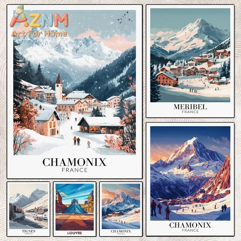 Vintage France Travel Poster Set of Strasbourg Alsace French Alps Lyon Marseille Louvre Art Print for Modern Home Wall Decor