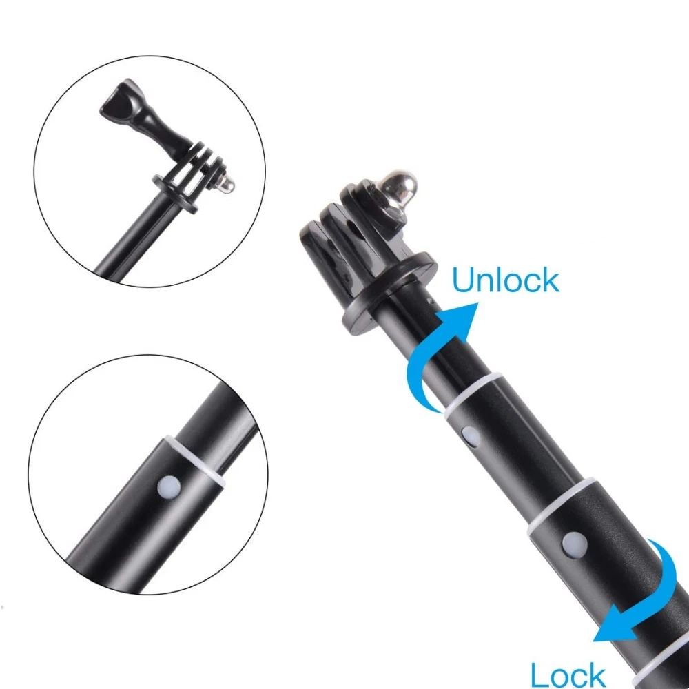 Aluminum Alloy Extention Pole Selfie Stick Long Rod Length Up To 93 cm For GoPro Hero 13 12 11 10 9 Insta360 ONE X4 X3