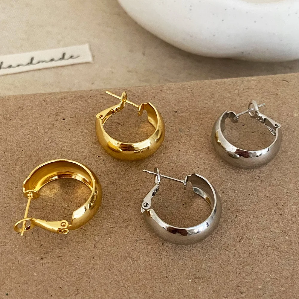 

Simple Geometric Hoop Earrings for Women Smooth 925 Silver Neddle Round Dangle Earrings Minimalist Jewelry Accessories