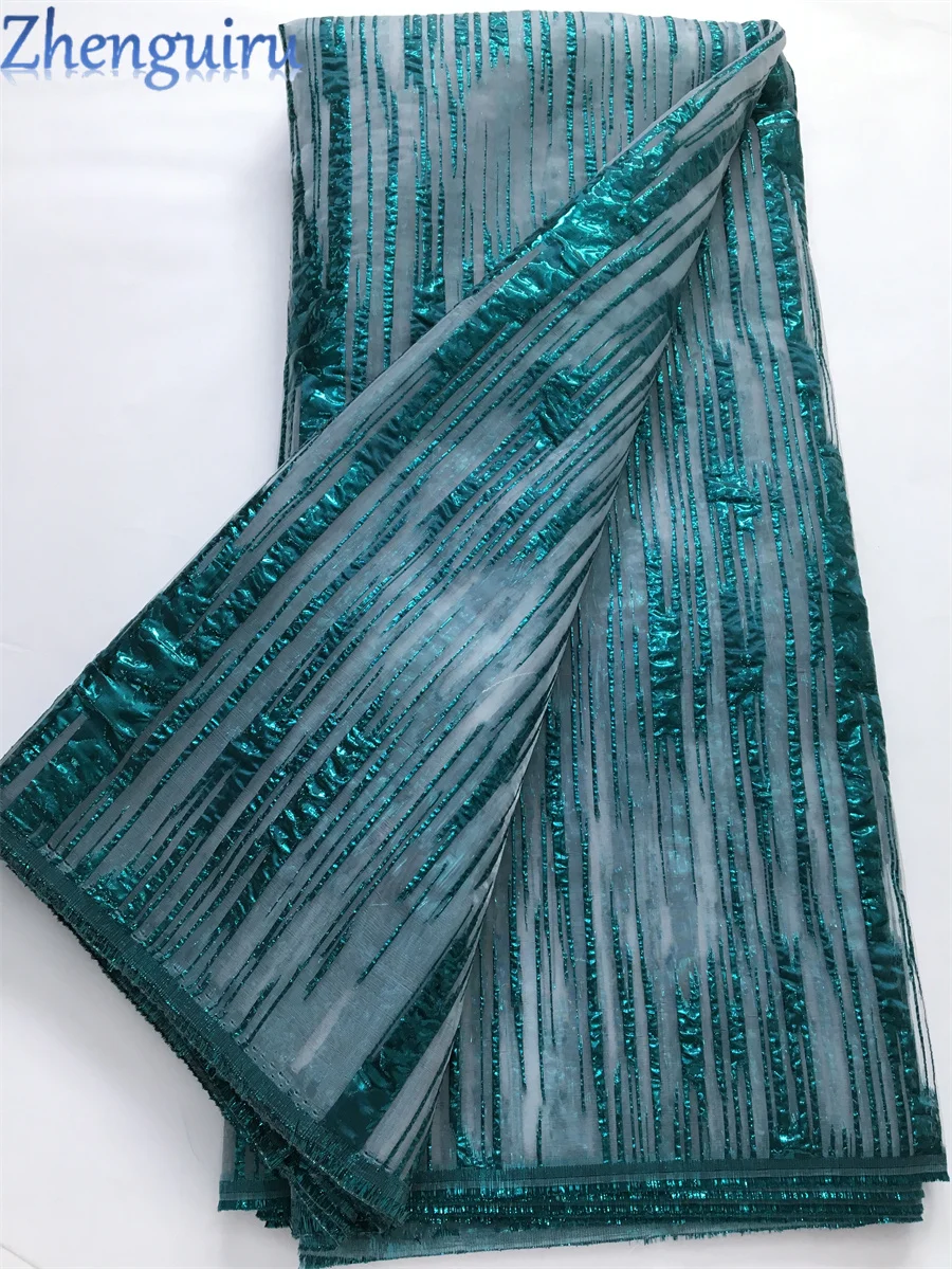 Blue French Organza Lace Fabric 2025 High Quality African Brocade Lace Fabric Jacquard For Nigerian Wedding Party Dress A3409
