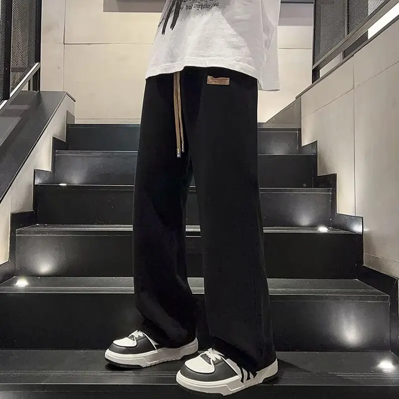 Men Summer Black Gray Jeans Fashion Trend Straight Leg Loose Denim Pants Male Comfortable Daily Commute Versatile Trousers