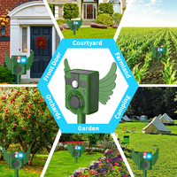 Solar Animal Repeller Outdoor Ultrasonic Dog Cat Deterant 110° 6-8m Motion Sensor with Light for Raccoon Skunk Deer Garden Patio