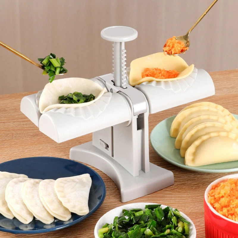 Highend Fully Automatic Dumpling Machine Double Head Press Dumplings Mold DIY Empanadas Ravioli Mould Kitchen Gadget Accessories