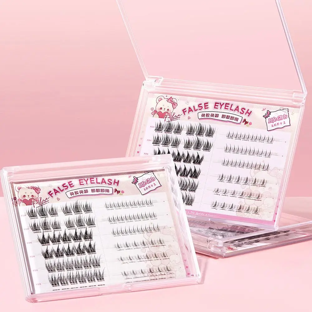 뉴 라이프 걸스 5 스타일 글루 프리 가짜 속눈썹 자연 컬링 DIY 두꺼운 긴 속눈썹 도구 속눈썹 메이크업 E4S4