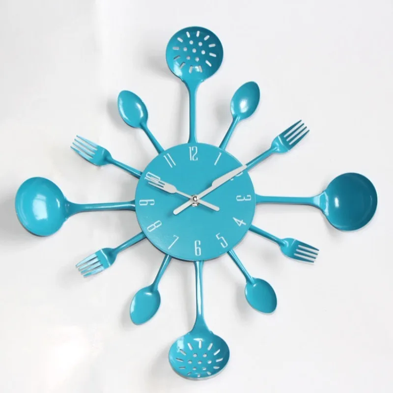 

Simple Knife Fork Shape Kitchen Wall Clocks Creative Colorful Silent Entrance Hall Clocks Luxury Art Living Room Home Decor