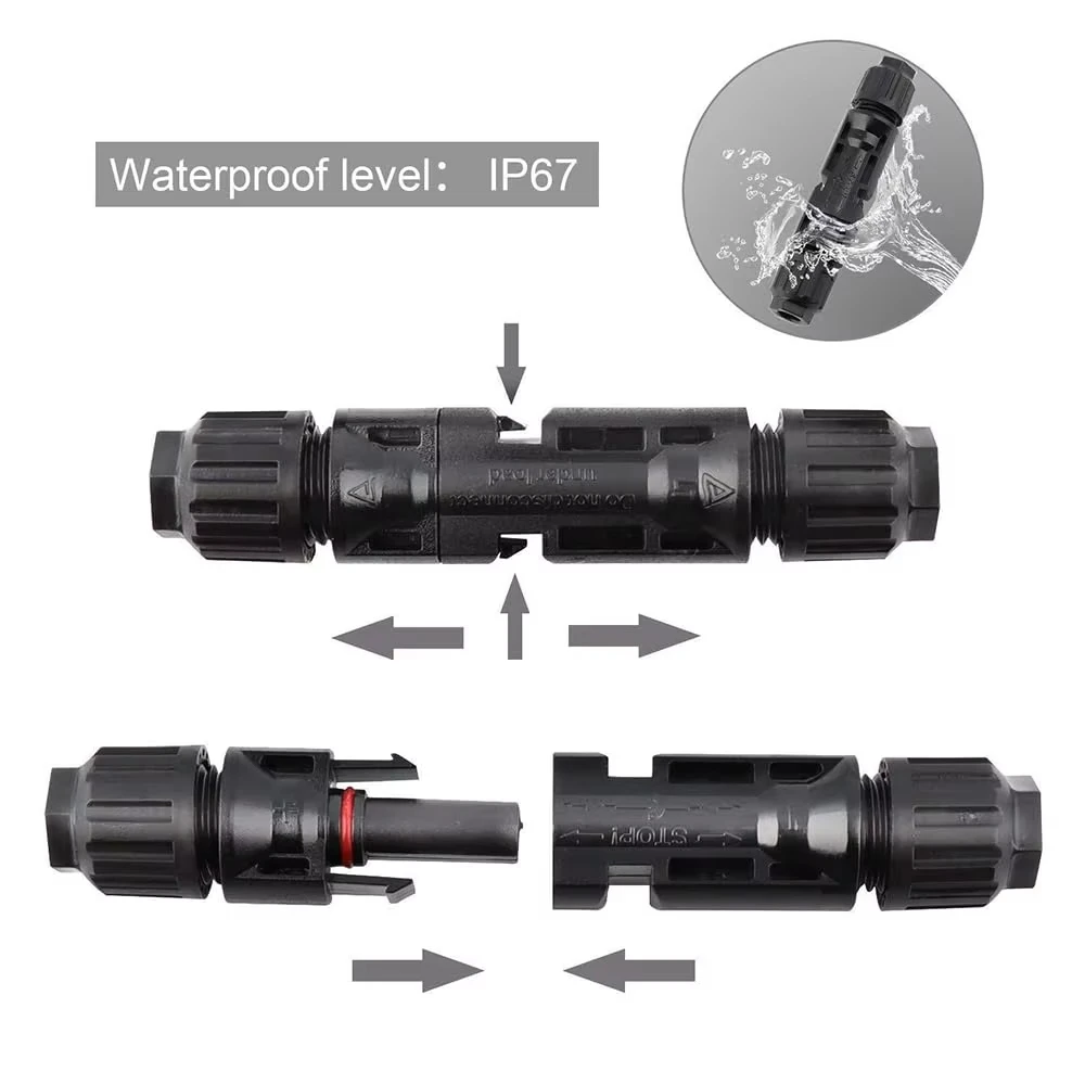 5 Pairs Solar Connectors with 2 Wrenches Waterproof Solar Panel Connectors for Photovoltaic Cables
