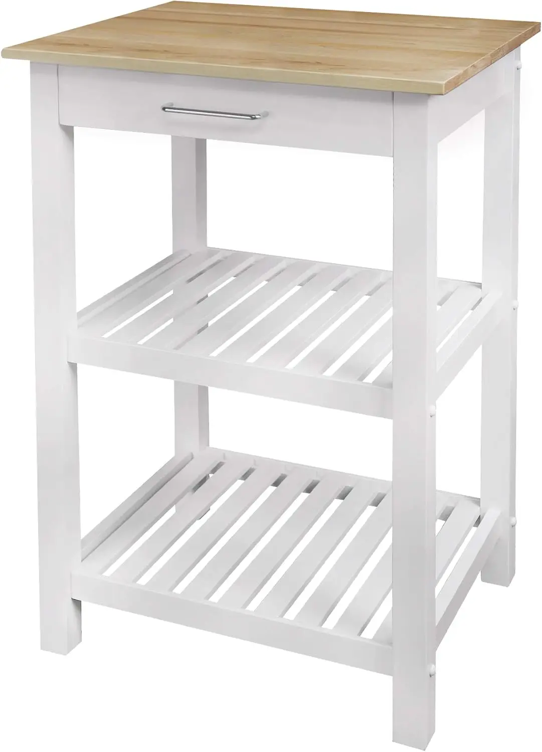 

Natural & White Kitchen Island with Solid Wood Top, 22.75"W, Slim Design for Extra Counter Space and Storage