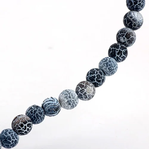 Olingart 6MM/8MM/10MM Zwart Mat Wit Gestreepte Natuursteen Kralen DIY Ketting Sieraden Maken