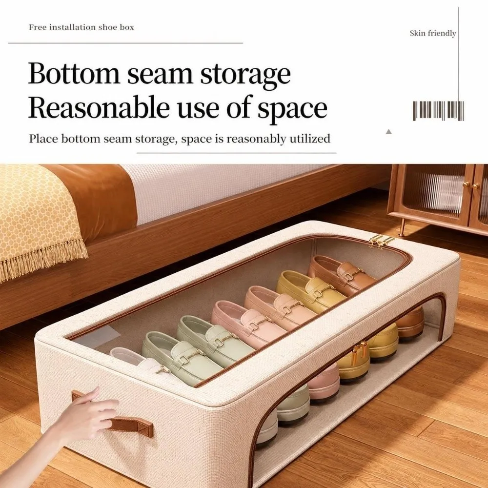 Double Window Design Shoe Storage Box Moisture-Proof Sturdy Handles Shoe Organizer Container Dustproof Clear Window
