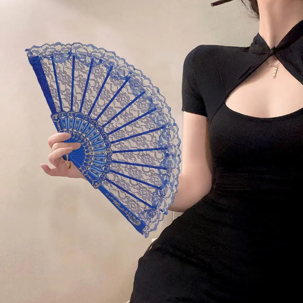 Ergonomic Grip Dance Fan Elegant Chinese Style Lace Folding Fans for Women Dancing Wedding Party Decor Traditional for Dancing