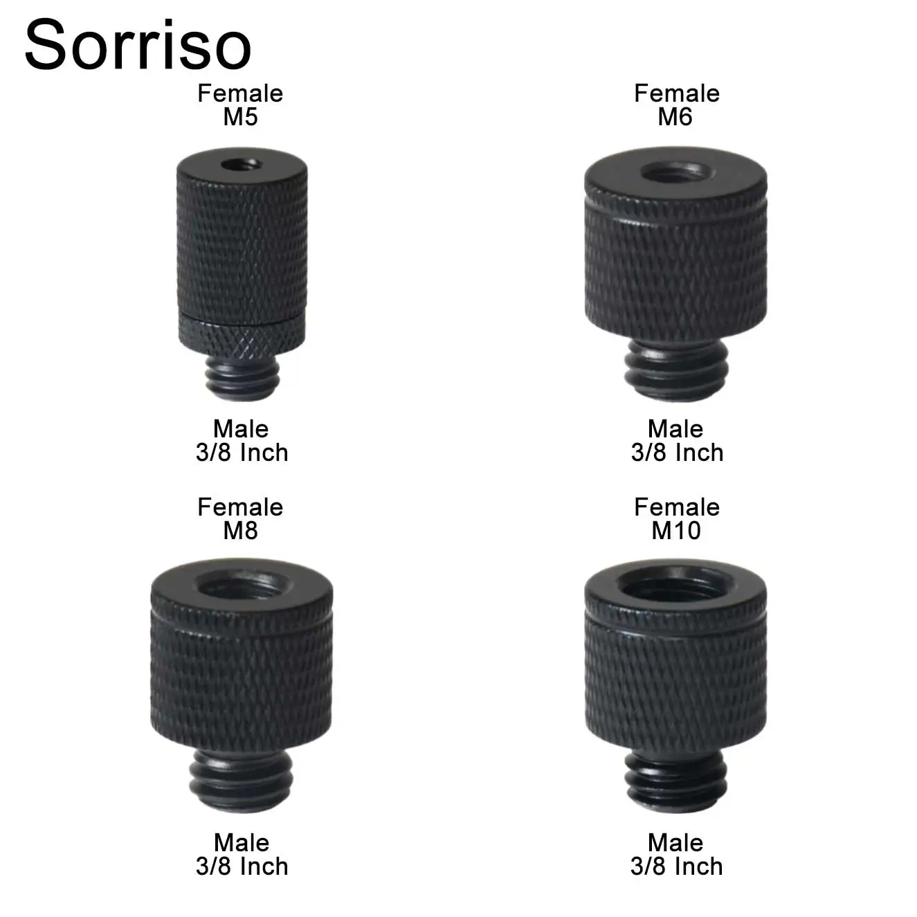 Sorriso 카메라 나사 어댑터, 라이브 플래시 브래킷용 삼각대 볼헤드, 3/8 인치에서 암 1/4 3/8, 5/8 인치 M4 M5 M6 M8 M10