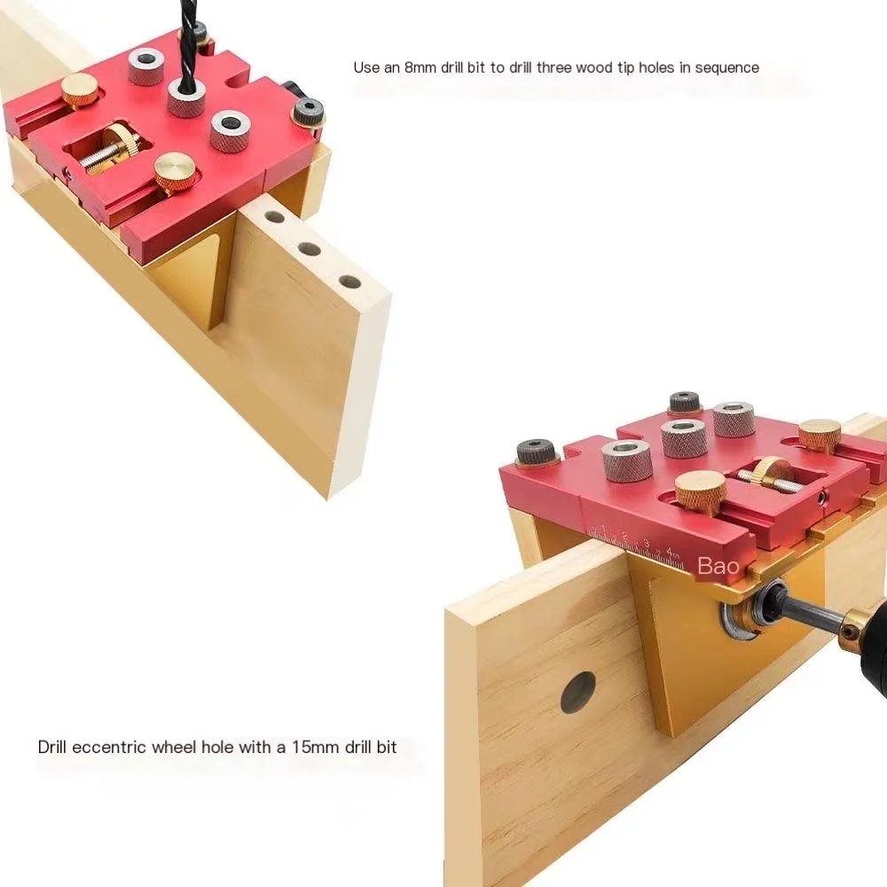 Kit de gabarito de cavilha 3 em 1 para carpintaria, localizador de perfurador de passador de madeira ajustável, gabarito de furo de bolso de alumínio, ferramentas de guia de broca de armário