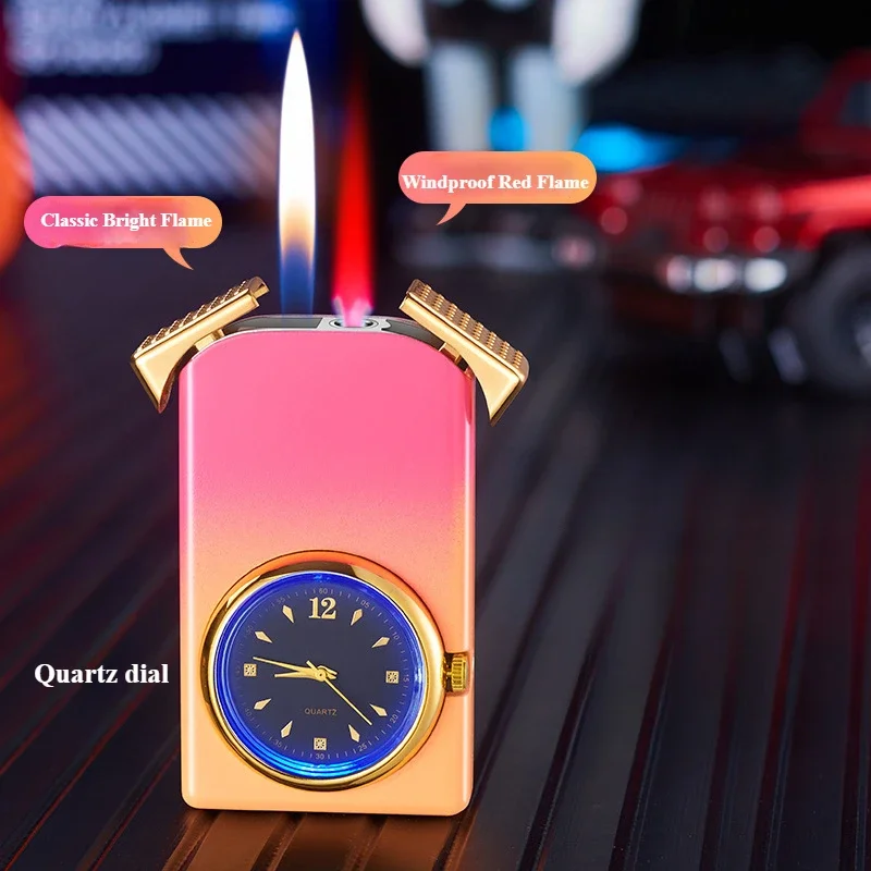 New Personalized Three-in-one with Dial Creative Gradient Color Double Fire Lighter Men's Gift Cigarette Accessories