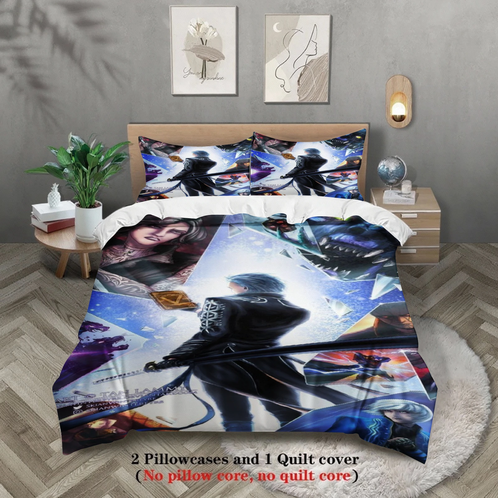 Bedding Set D-Devil M-May C-Cry Printed Cozy Duvet Cover King Queen Twin Size Birthday Gift for Adult Bedroom Decor 200x200cm