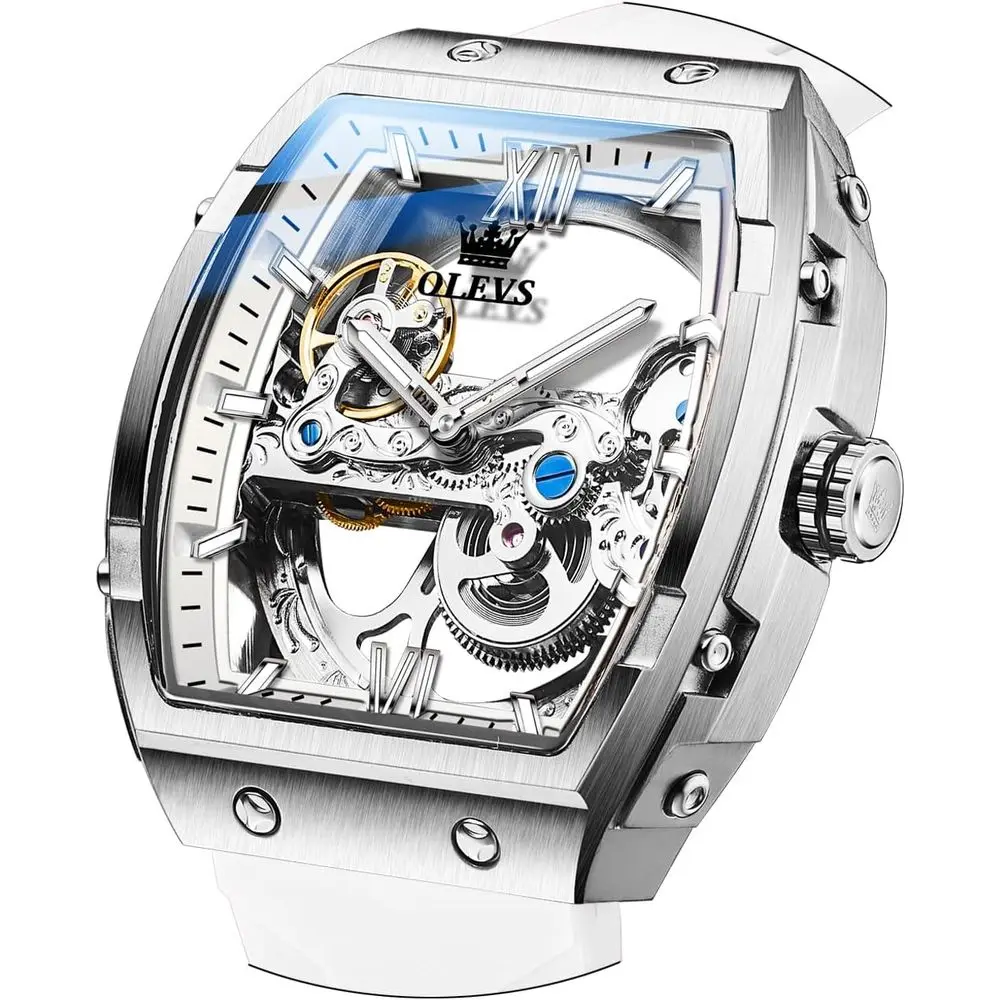 

Часы OLEVS для мужчин, автоматические механические, роскошные, с турбийоном, из нержавеющей стали, водонепроницаемые, наручные, с функцией даты.