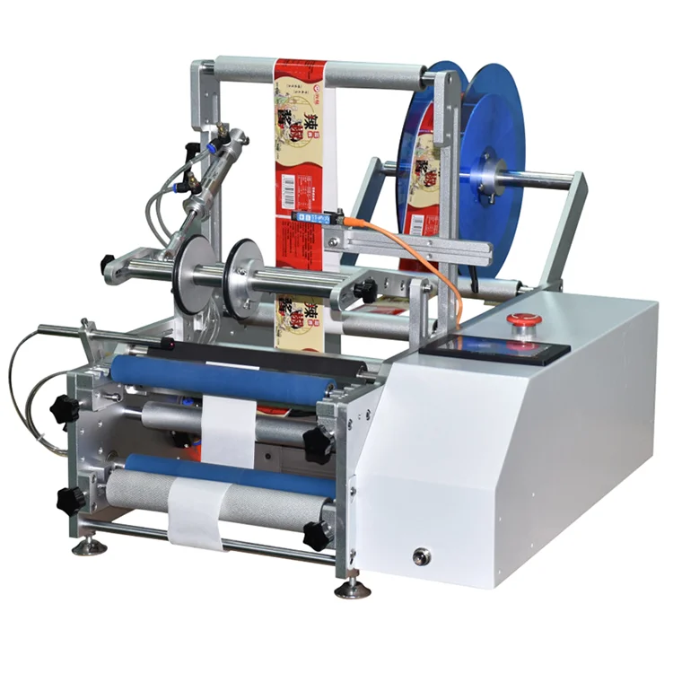 

Table Top Semi-automatic Label Applicator Machine Bottle Wine Label Sticking Machine Tin Can Labeling Machine