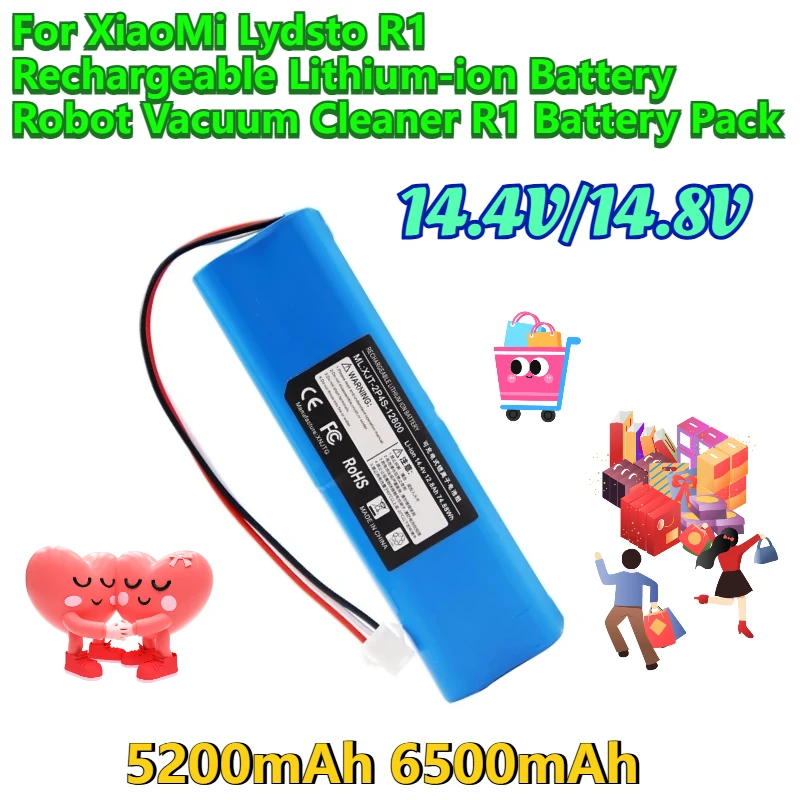 

14.4V/14.8V 5200mAh 6500mAh for XiaoMi Lydsto R1 Rechargeable Lithium-ion Battery Robot Vacuum Cleaner R1 Battery Pack