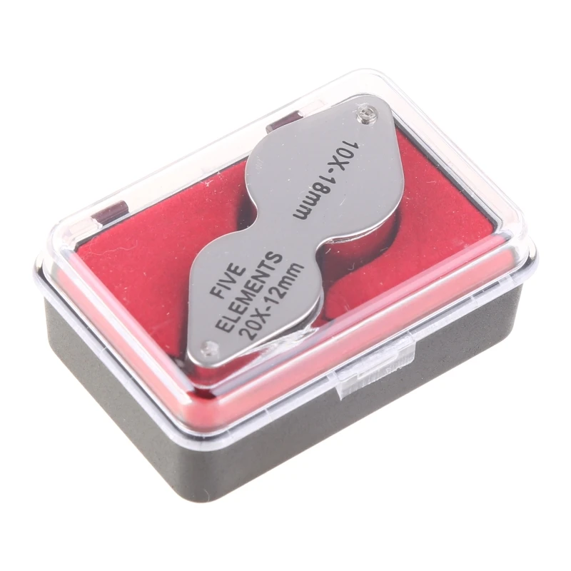 Pocket Jewelry Magnifier 10X 20X Magnifying Glass Lens Double Lens Folding Loupe for Jewellery Stamps Coins