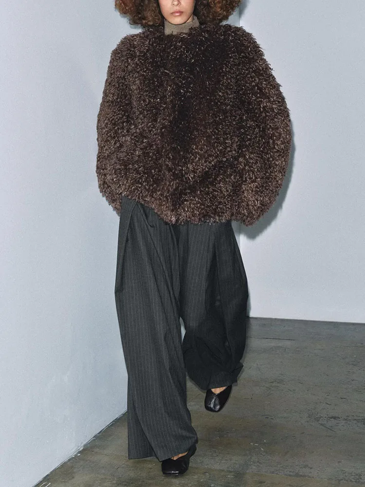 

Spring 2026 New Fashionable Versatile Sweet Artificial Fur Effect Jacket Youth Women's Casual Style Long Sleeve Short Coat