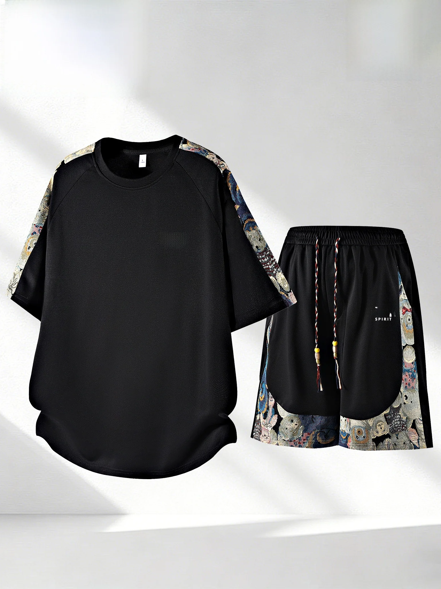completo-sportivo-estivo-da-uomo-spirit-t-shirt-a-maniche-corte-e-pantaloncini-comodi-e-leggeri-con-dettagli-a-contrasto