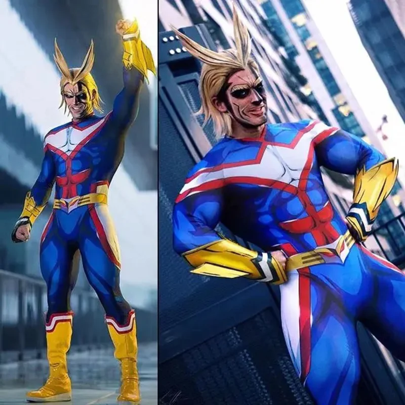 Хэллоуин My Hero Academy All Might Косплей Костюм BNHA Супергерой Боди Взрослые Дети Зентаи Костюм Второй Кожи