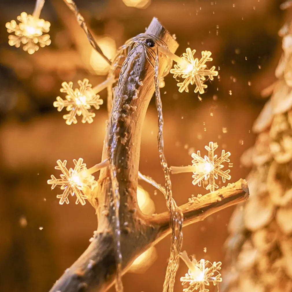 Светодиодная гирлянда 3 м/6 м, 20/40 светодиодов, Рождественская Снежинка, подвесное украшение для дома и улицы вечерние праздничное теплое украшение, гирлянда