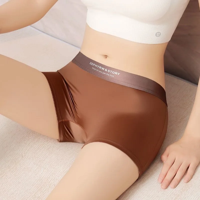 

Luxury Satin Women Underwear Panties Breathable Comfortable Boyshorts Smooth Ice Silk Sexy Briefs Lingerie Quick Dry Underpants