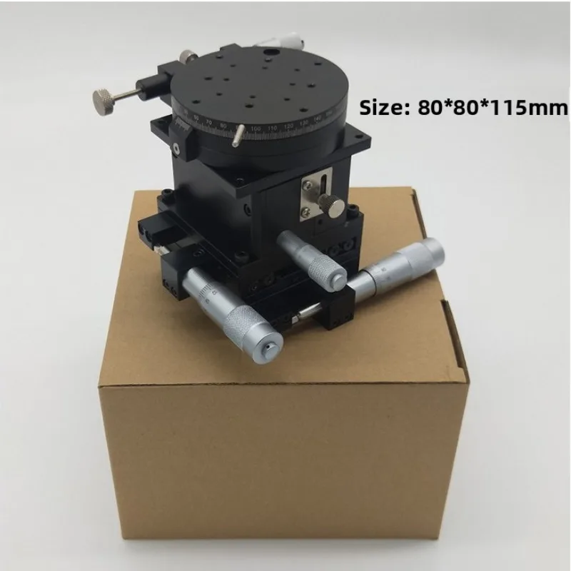80x80mm Crossed Guide Rail SEMXYZR-80 XYZR 4-Axis Micrometer Manual Linear Stage Precision Positioning Tool