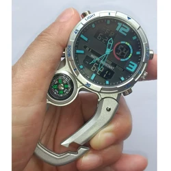 Unisex Backpackers Climbing Watch with Carabiner Hook Analog Quartz Pocket Watch for Men Women Mountaineering Outdoor Sports