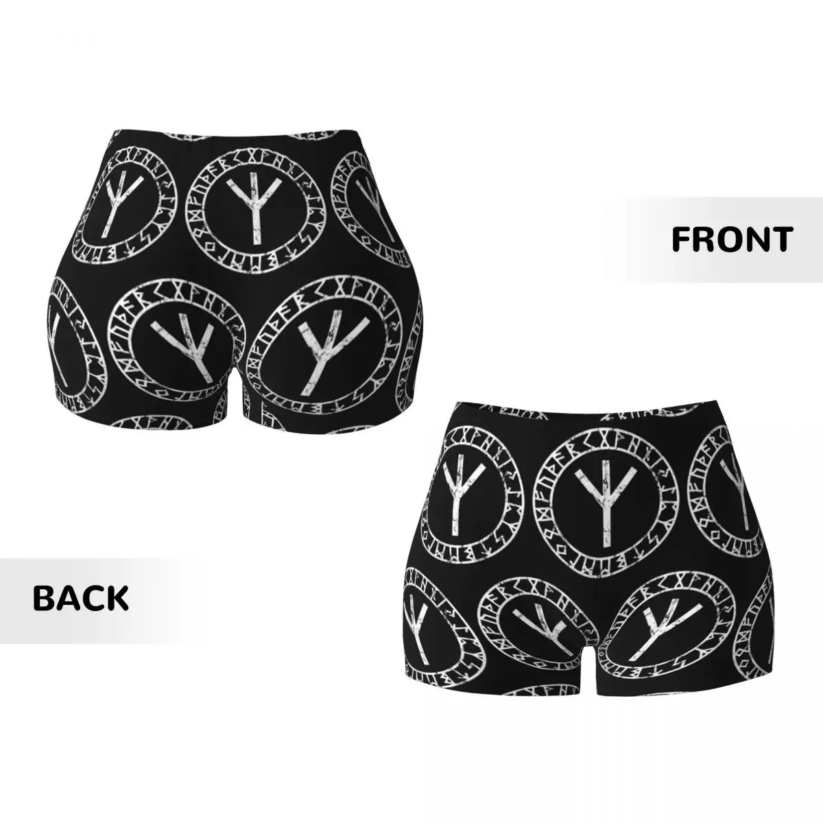 Custom Algiz Runes Amulet Norse Odin Thor Viking Paganism Women Gym Workout Running Shorts Athletic Volleyball Biker Yoga Shorts