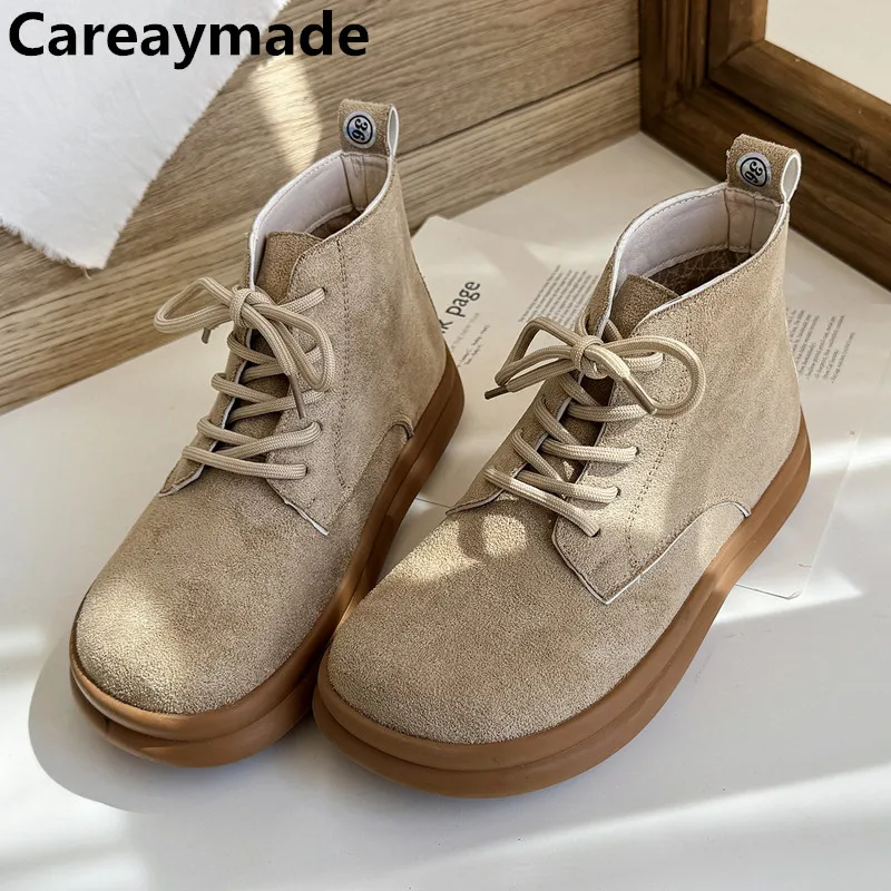 

Careaymade-Wide toe Women's Boots,Matte autumn winter short boots,warm waterproof boots,Maillard color Comfortable college boots