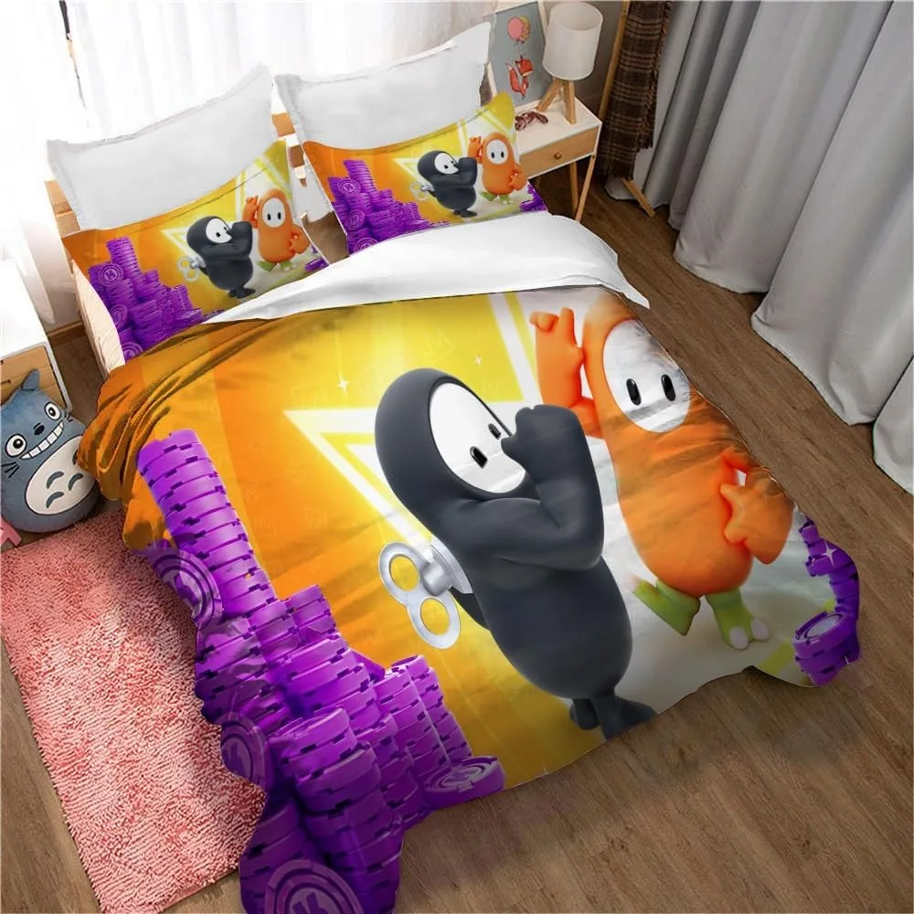 

Customizable Game Fall Guys Bedding Set Ultimate Knockout Duvet Cover Pillowcase Adult Boy Girl Bedroom Decoration