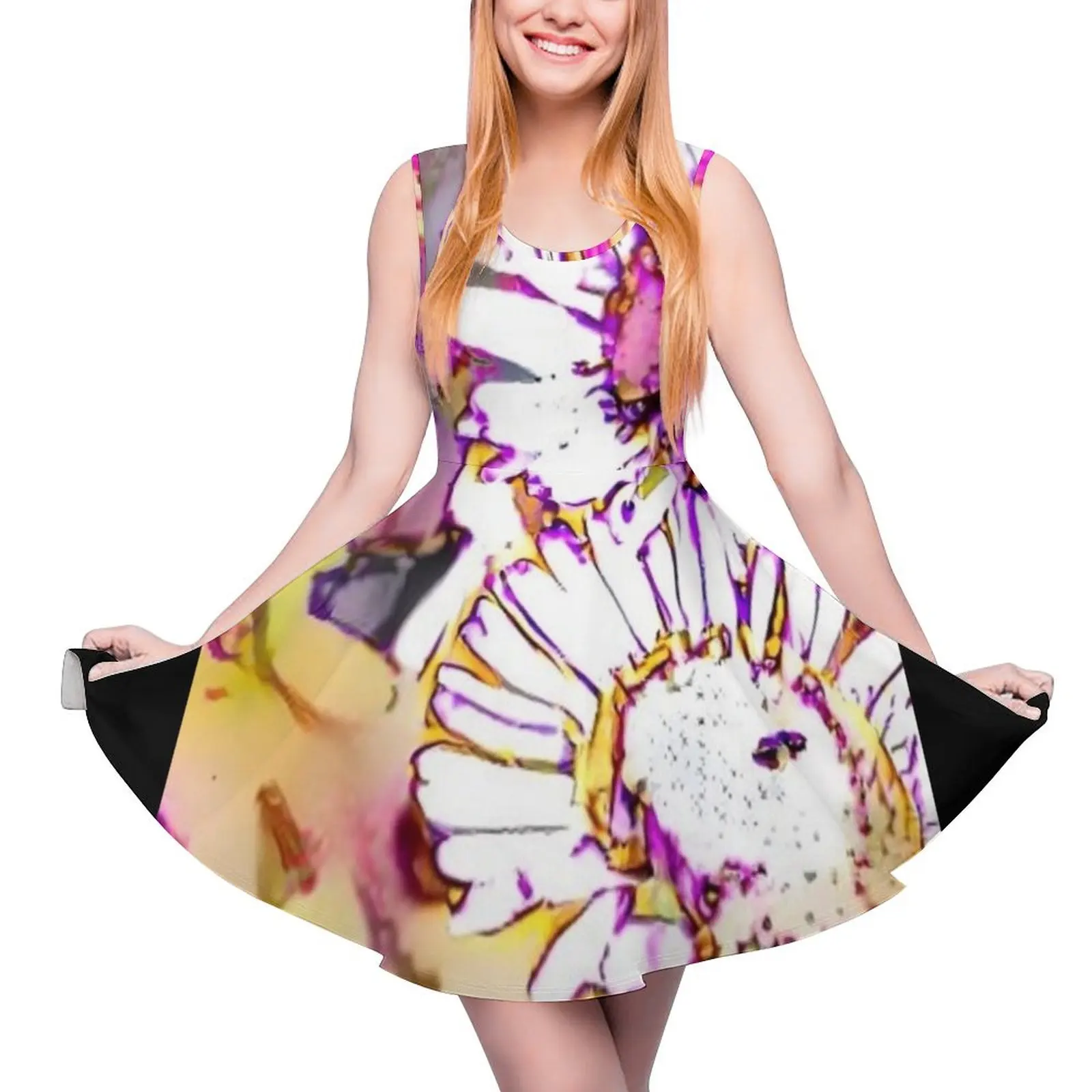 Flower Abstract Avant-garde Computer Digital Art. Sleeveless Dress purple dress Dress for pregnant women