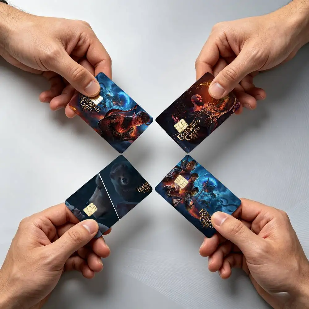 B-Baldur's G-Gate 3 Game 4PCS!Trendy & Cool Business-Style Bank Card Sticker — Suitable for Debit Card Decoration