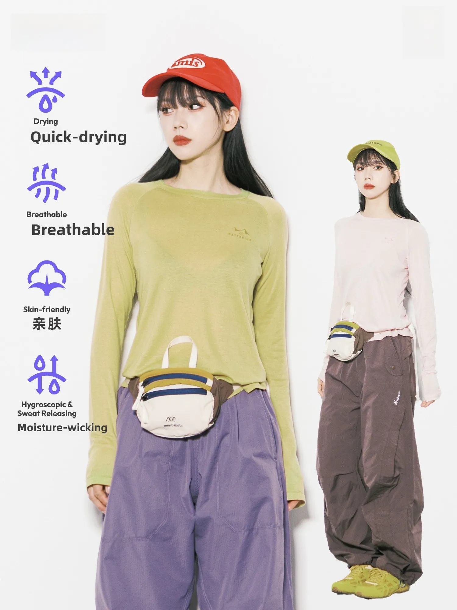 

Women's Long Sve T-irt Merino Wool Slim Fit Qui Dry Breathable Lenzing Outdoor Sports Faion Base Layer Top