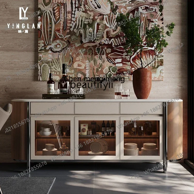 

XZNatural luxury stone dining side cabinet luxury villa light luxury modern simple locker designer entrance cabinet