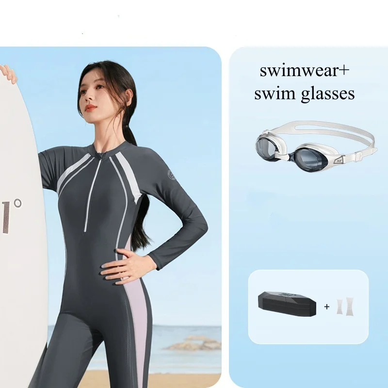 Women Full Body Outdoor WaterProof Surf Beach Push Up Swim Rash Guard Professional Quick-Dry Athletic Bathing Swim Diving Suit