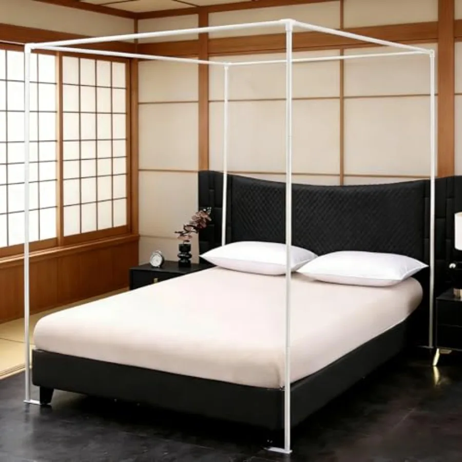 

Bed Canopy Frame Queen Size Four Corners Post Canopy Bed Frame with Removable Fixing Bases 4 Poster Bed Frame Mosquito Net Brac