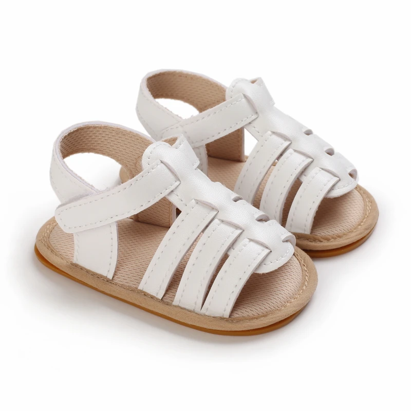 Summer Woven Closed Toe Roman Sandals, Soft Comfort Footwear, Baby Learning Walk Shoes for Infant Boys Girls 0-18M
